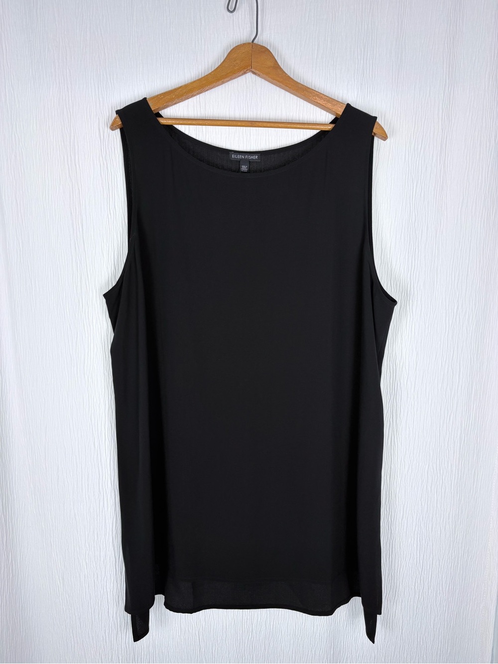 Eileen Fisher Silk Black Tunic Top, High Low Hem, Size XL 14 16 - Picture 4 of 12